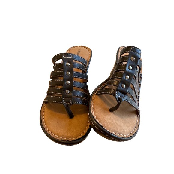 Natural Soul Size 6.5 Women’s by Naturalizer Strappy Wedge Sandals Black - Picture 8 of 14